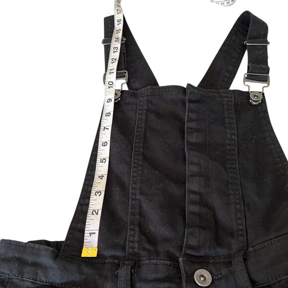 Forever 21 Black Bib Overall Ripped Skinny Jeans Size 26 Distressed Festival - Picture 8 of 15